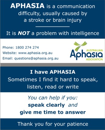 I have aphasia card